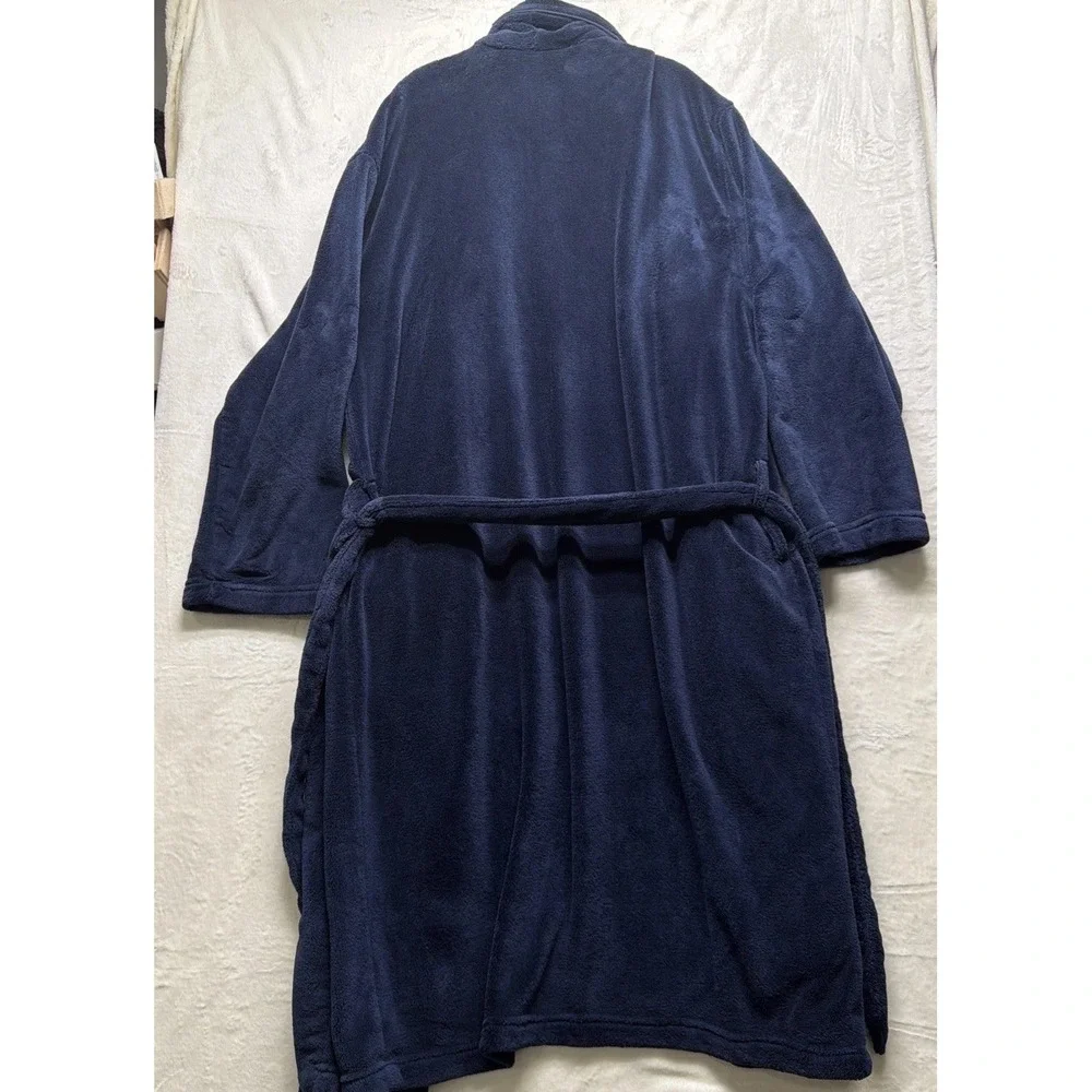Polo Ralph Lauren Fleece Robe Navy Blue Plush Sleepwear‎ Mens Large